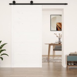 vidaXL Puerta de granero madera maciza pino blanca 100x1,8x204,5 cm