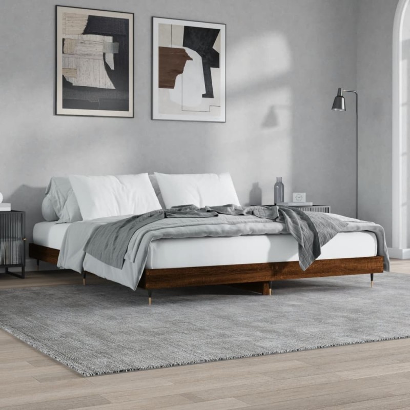vidaXL Estructura de cama madera contrachapada marrón roble 140x200 cm vidaXL Estructura de cama madera contrachapada marrón roble 140x200 cm