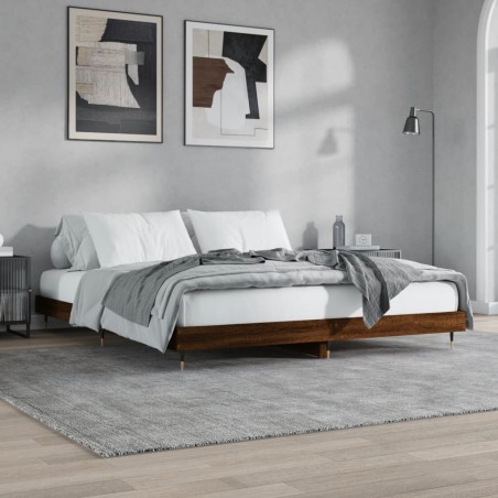vidaXL Estructura de cama madera contrachapada marrón roble 140x200 cm