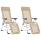 vidaXL Sillas de camping plegables con reposapiés 2 uds aluminio crema vidaXL Sillas de camping plegables con reposapiés 2 uds aluminio crema