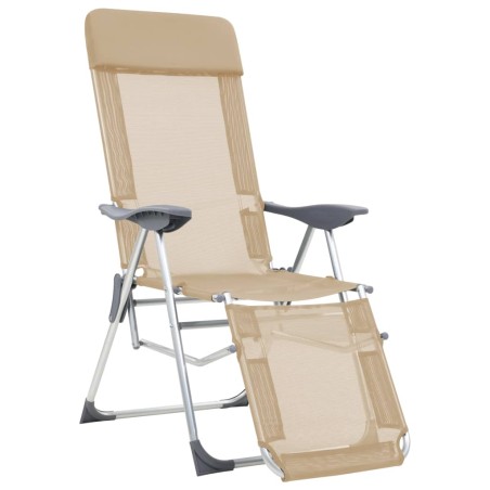 vidaXL Sillas de camping plegables con reposapiés 2 uds aluminio crema