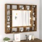 vidaXL Mueble con espejo y LED color roble ahumado 91x15x76,5 cm vidaXL Mueble con espejo y LED color roble ahumado 91x15x76,5 cm