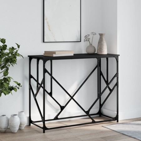 vidaXL Mesa consola madera de ingeniería negra 100x40x80 cm