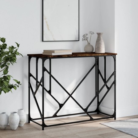 vidaXL Mesa consola madera de ingeniería roble ahumado 100x40x80 cm