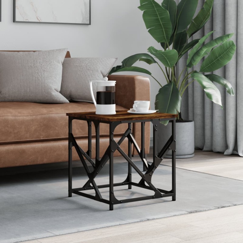 vidaXL Mesa de centro madera contrachapada roble ahumado 45x45x47,5 cm vidaXL Mesa de centro madera contrachapada roble ahumado 45x45x47,5 cm