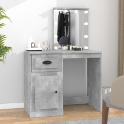 vidaXL Tocador LED madera contrachapada gris hormigón 90x50x132,5 cm