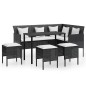 vidaXL Set de sofás en forma de L 5 pzas cojines ratán sintético negro