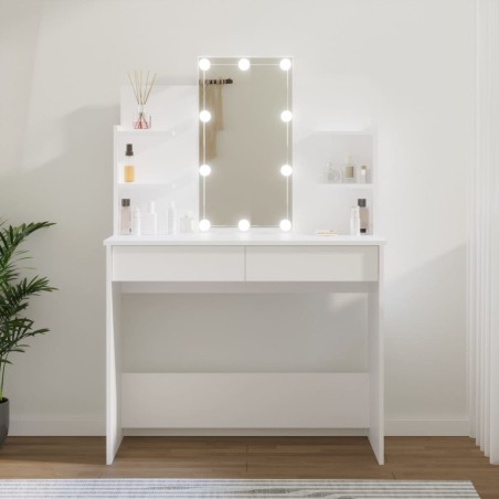 vidaXL Tocador con luces LED blanco 96x40x142 cm