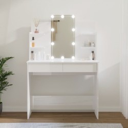 vidaXL Tocador con LED blanco brillante 96x40x142 cm