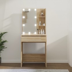 vidaXL Tocador con LED color roble Sonoma 60x40x140 cm