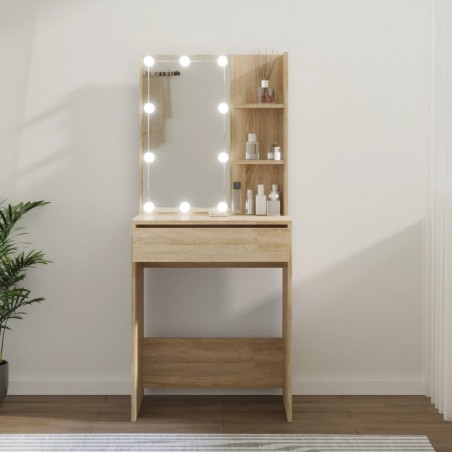 vidaXL Tocador con LED color roble Sonoma 60x40x140 cm