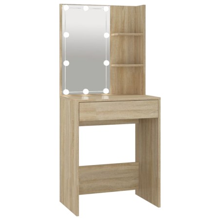 vidaXL Tocador con LED color roble Sonoma 60x40x140 cm