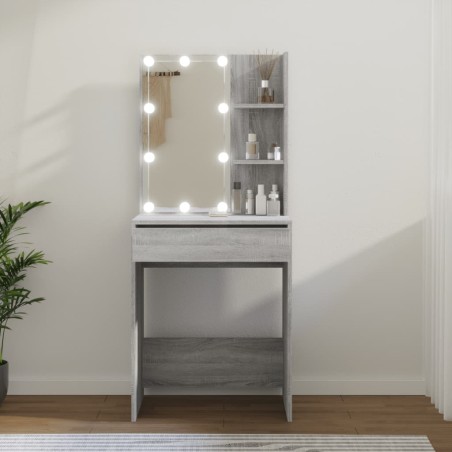 vidaXL Tocador con LED color gris Sonoma 60x40x140 cm