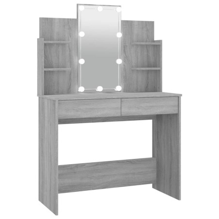 vidaXL Tocador con LED gris sonoma 96x40x142 cm