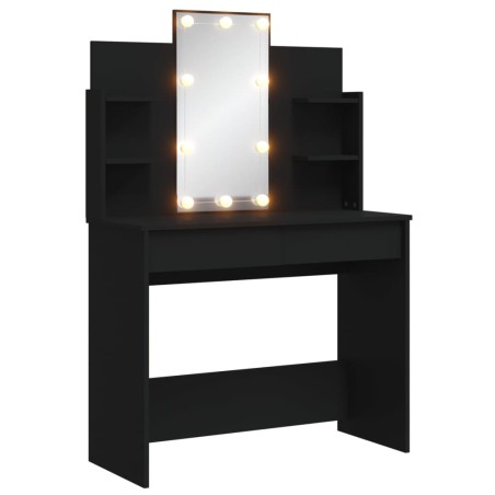 vidaXL Tocador con luces LED negro 96x40x142 cm