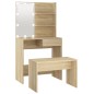 vidaXL Set de tocador con LED madera contrachapada roble Sonoma vidaXL Set de tocador con LED madera contrachapada roble Sonoma