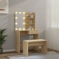 vidaXL Set de tocador con LED madera contrachapada roble Sonoma vidaXL Set de tocador con LED madera contrachapada roble Sonoma