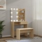 vidaXL Set de tocador con LED madera contrachapada roble Sonoma vidaXL Set de tocador con LED madera contrachapada roble Sonoma