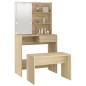 vidaXL Set de tocador con LED madera contrachapada roble Sonoma vidaXL Set de tocador con LED madera contrachapada roble Sonoma