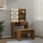 vidaXL Juego de tocador con LED madera contrachapada roble marrón vidaXL Juego de tocador con LED madera contrachapada roble marrón