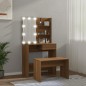 vidaXL Juego de tocador con LED madera contrachapada roble marrón vidaXL Juego de tocador con LED madera contrachapada roble marrón