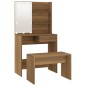 vidaXL Juego de tocador con LED madera contrachapada roble marrón vidaXL Juego de tocador con LED madera contrachapada roble marrón