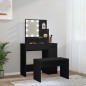 vidaXL Juego de tocador con LED madera contrachapada negro