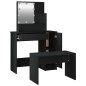 vidaXL Juego de tocador con LED madera contrachapada negro