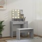 vidaXL Juego de tocador con LED madera contrachapada gris Sonoma vidaXL Juego de tocador con LED madera contrachapada gris Sonoma