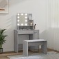 vidaXL Juego de tocador con LED madera contrachapada gris Sonoma vidaXL Juego de tocador con LED madera contrachapada gris Sonoma