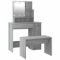 vidaXL Juego de tocador con LED madera contrachapada gris Sonoma vidaXL Juego de tocador con LED madera contrachapada gris Sonoma