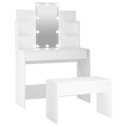 vidaXL Juego de tocador con LED madera contrachapada blanco