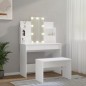 vidaXL Juego de tocador con LED madera contrachapada blanco vidaXL Juego de tocador con LED madera contrachapada blanco