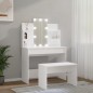 vidaXL Juego de tocador con LED madera contrachapada blanco vidaXL Juego de tocador con LED madera contrachapada blanco