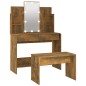 vidaXL Juego de tocador con LED madera contrachapada roble ahumado vidaXL Juego de tocador con LED madera contrachapada roble ahumado