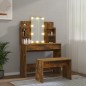 vidaXL Juego de tocador con LED madera contrachapada roble ahumado vidaXL Juego de tocador con LED madera contrachapada roble ahumado