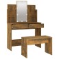 vidaXL Juego de tocador con LED madera contrachapada roble ahumado vidaXL Juego de tocador con LED madera contrachapada roble ahumado