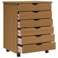 vidaXL Cajonera con ruedas MOSS madera maciza pino marrón miel vidaXL Cajonera con ruedas MOSS madera maciza pino marrón miel