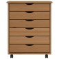 vidaXL Cajonera con ruedas MOSS madera maciza pino marrón miel vidaXL Cajonera con ruedas MOSS madera maciza pino marrón miel