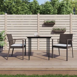 vidaXL Sillas jardín cojines 2 uds ratán sintético marrón 56,5x57x83cm