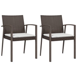 vidaXL Sillas jardín cojines 2 uds ratán sintético marrón 56,5x57x83cm