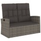 vidaXL Banco jardín reclinable y cojines ratán sintético gris 118 cm