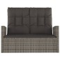 vidaXL Banco jardín reclinable y cojines ratán sintético gris 118 cm
