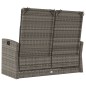 vidaXL Banco jardín reclinable y cojines ratán sintético gris 118 cm