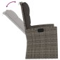 vidaXL Banco jardín reclinable y cojines ratán sintético gris 118 cm