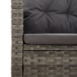 vidaXL Banco jardín reclinable y cojines ratán sintético gris 118 cm