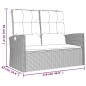 vidaXL Banco jardín reclinable y cojines ratán sintético gris 118 cm