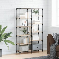vidaXL Estantería hierro madera ingeniería roble Sonoma 100x32x170 cm