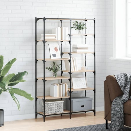 vidaXL Estantería hierro madera ingeniería roble Sonoma 100x32x170 cm
