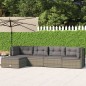 vidaXL Set de muebles de jardín 5 pzas y cojines ratán sintético gris vidaXL Set de muebles de jardín 5 pzas y cojines ratán sintético gris